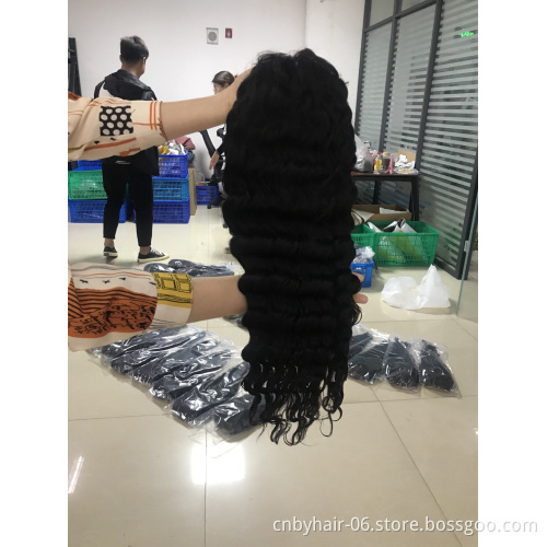 Cheap Brazilian Virgin Hair 13*4 Lace Front Wig, Natural Color Water Wave Remy Hair Wig For Black Women